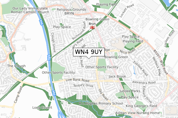 WN4 9UY map - small scale - OS Open Zoomstack (Ordnance Survey)