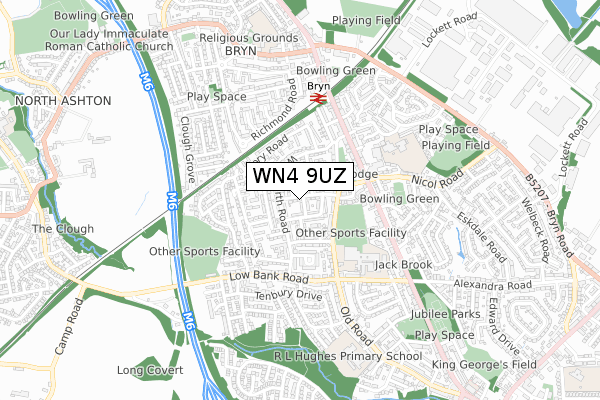 WN4 9UZ map - small scale - OS Open Zoomstack (Ordnance Survey)