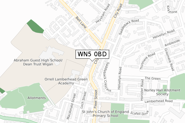 WN5 0BD map - large scale - OS Open Zoomstack (Ordnance Survey)