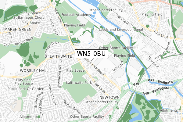 WN5 0BU map - small scale - OS Open Zoomstack (Ordnance Survey)