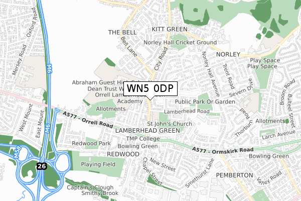 WN5 0DP map - small scale - OS Open Zoomstack (Ordnance Survey)
