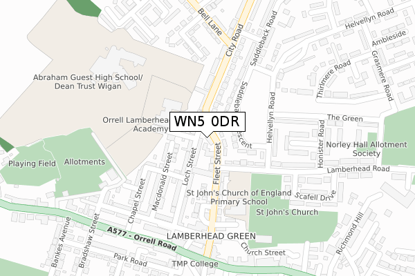 WN5 0DR map - large scale - OS Open Zoomstack (Ordnance Survey)