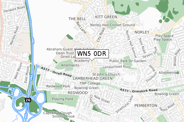 WN5 0DR map - small scale - OS Open Zoomstack (Ordnance Survey)