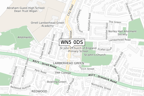 WN5 0DS map - large scale - OS Open Zoomstack (Ordnance Survey)