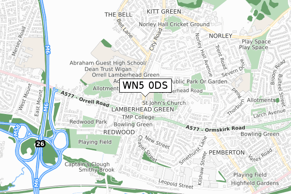 WN5 0DS map - small scale - OS Open Zoomstack (Ordnance Survey)