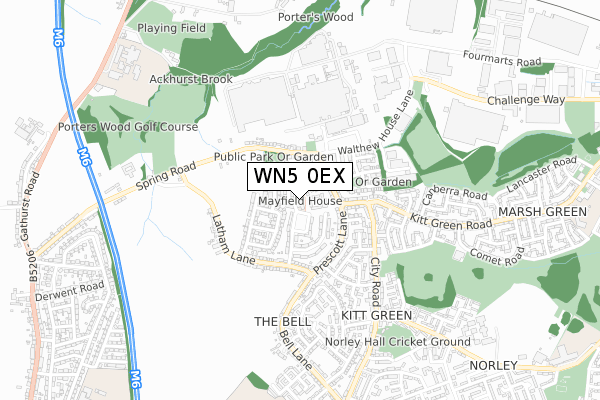 WN5 0EX map - small scale - OS Open Zoomstack (Ordnance Survey)