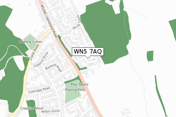 WN5 7AQ map - large scale - OS Open Zoomstack (Ordnance Survey)