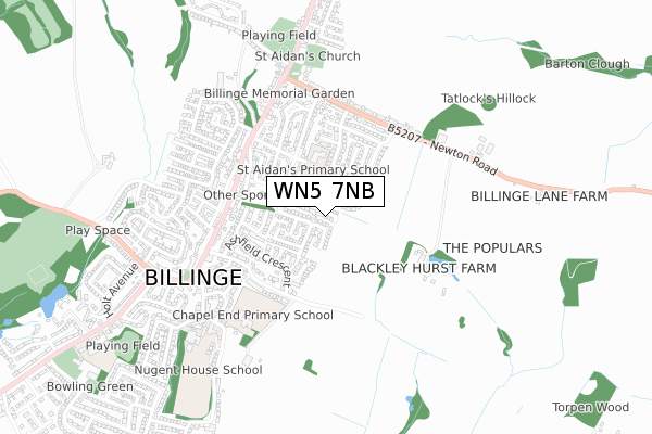 WN5 7NB map - small scale - OS Open Zoomstack (Ordnance Survey)