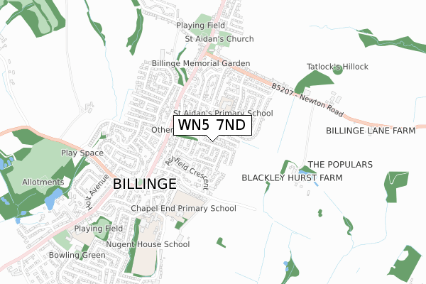 WN5 7ND map - small scale - OS Open Zoomstack (Ordnance Survey)