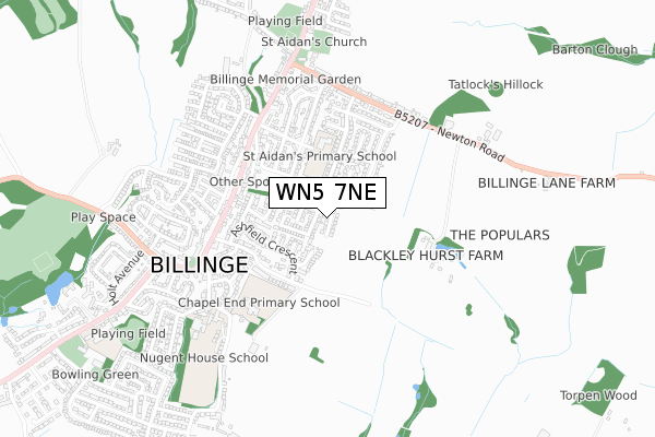 WN5 7NE map - small scale - OS Open Zoomstack (Ordnance Survey)