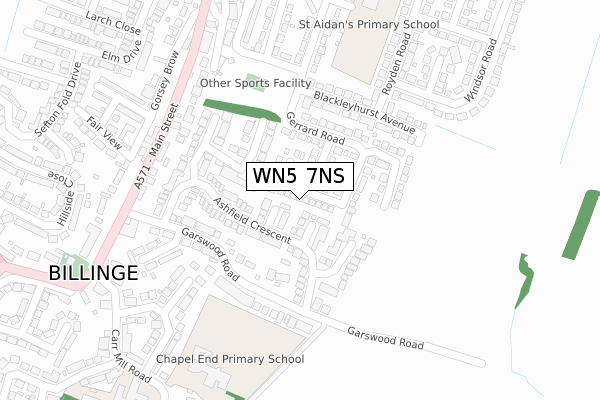 WN5 7NS map - large scale - OS Open Zoomstack (Ordnance Survey) WN5 7NS map - large scale - OS Open Zoomstack (Ordnance Survey)