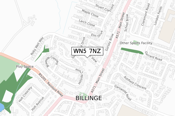 WN5 7NZ map - large scale - OS Open Zoomstack (Ordnance Survey)