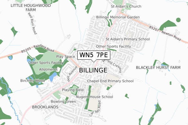 WN5 7PE map - small scale - OS Open Zoomstack (Ordnance Survey)