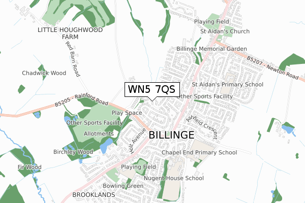WN5 7QS map - small scale - OS Open Zoomstack (Ordnance Survey) WN5 7QS map - small scale - OS Open Zoomstack (Ordnance Survey)
