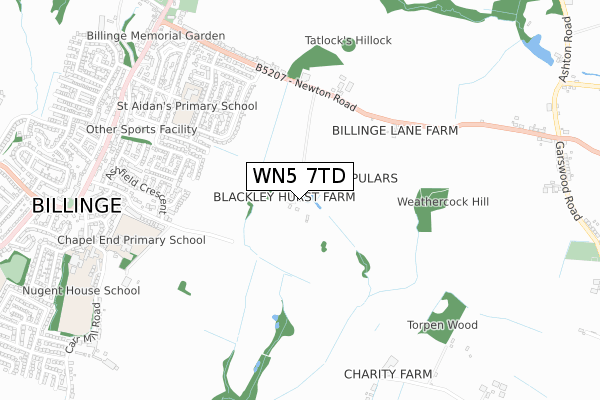 WN5 7TD map - small scale - OS Open Zoomstack (Ordnance Survey)