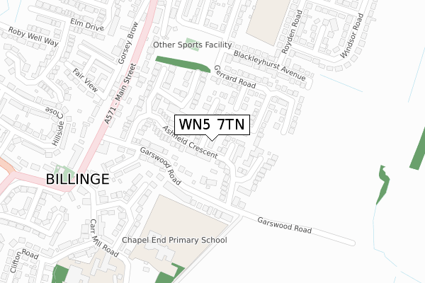 WN5 7TN map - large scale - OS Open Zoomstack (Ordnance Survey) WN5 7TN map - large scale - OS Open Zoomstack (Ordnance Survey)