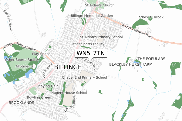 WN5 7TN map - small scale - OS Open Zoomstack (Ordnance Survey) WN5 7TN map - small scale - OS Open Zoomstack (Ordnance Survey)
