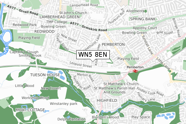 WN5 8EN map - small scale - OS Open Zoomstack (Ordnance Survey)