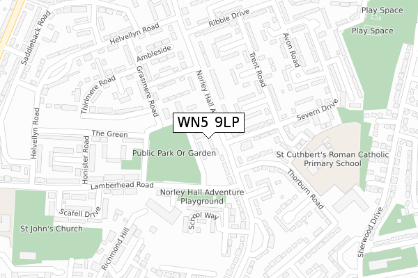 WN5 9LP map - large scale - OS Open Zoomstack (Ordnance Survey)