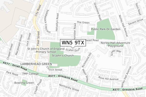 WN5 9TX map - large scale - OS Open Zoomstack (Ordnance Survey) WN5 9TX map - large scale - OS Open Zoomstack (Ordnance Survey)