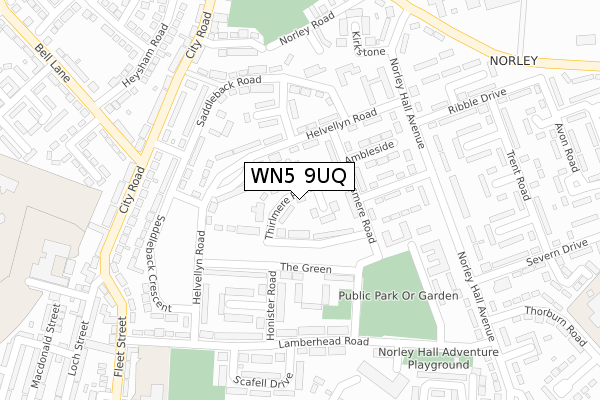 WN5 9UQ map - large scale - OS Open Zoomstack (Ordnance Survey)