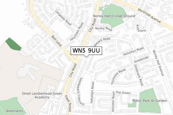 WN5 9UU map - large scale - OS Open Zoomstack (Ordnance Survey)