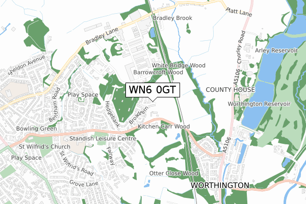 WN6 0GT map - small scale - OS Open Zoomstack (Ordnance Survey)