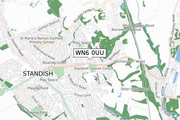 WN6 0UU map - small scale - OS Open Zoomstack (Ordnance Survey)