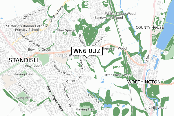 WN6 0UZ map - small scale - OS Open Zoomstack (Ordnance Survey) WN6 0UZ map - small scale - OS Open Zoomstack (Ordnance Survey)
