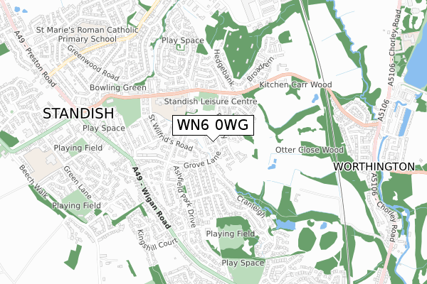WN6 0WG map - small scale - OS Open Zoomstack (Ordnance Survey)