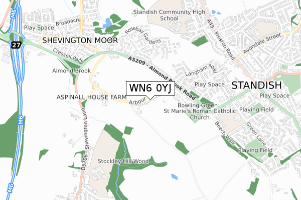 WN6 0YJ map - small scale - OS Open Zoomstack (Ordnance Survey)