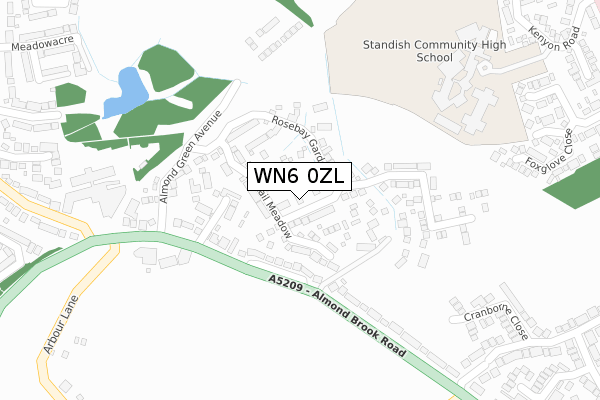WN6 0ZL map - large scale - OS Open Zoomstack (Ordnance Survey)