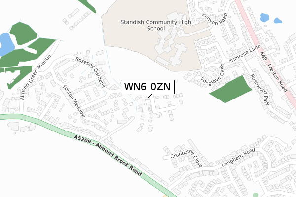 WN6 0ZN map - large scale - OS Open Zoomstack (Ordnance Survey)