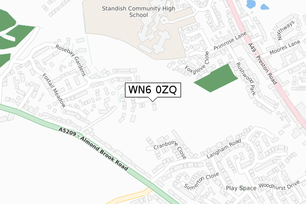 WN6 0ZQ map - large scale - OS Open Zoomstack (Ordnance Survey)