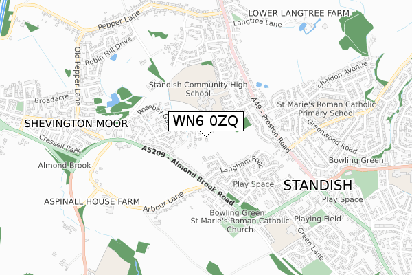 WN6 0ZQ map - small scale - OS Open Zoomstack (Ordnance Survey)