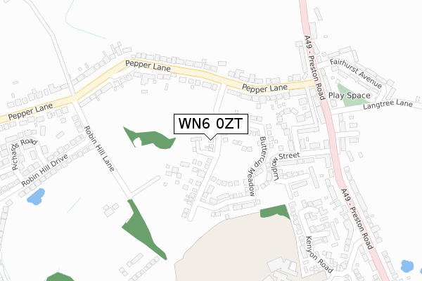 WN6 0ZT map - large scale - OS Open Zoomstack (Ordnance Survey)
