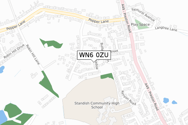 WN6 0ZU map - large scale - OS Open Zoomstack (Ordnance Survey)