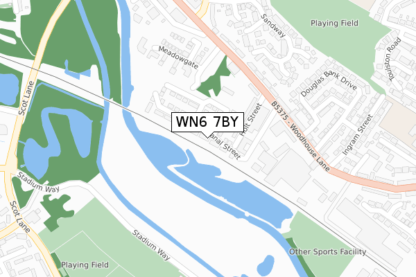 WN6 7BY map - large scale - OS Open Zoomstack (Ordnance Survey)