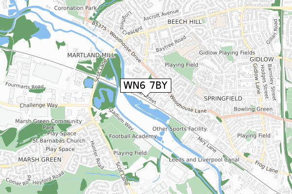 WN6 7BY map - small scale - OS Open Zoomstack (Ordnance Survey)