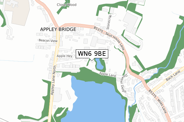 WN6 9BE map - large scale - OS Open Zoomstack (Ordnance Survey)