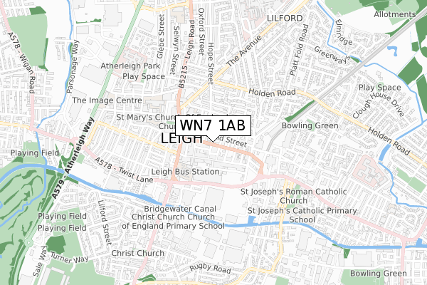 WN7 1AB map - small scale - OS Open Zoomstack (Ordnance Survey)