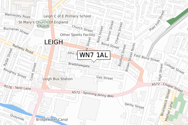 WN7 1AL map - large scale - OS Open Zoomstack (Ordnance Survey)