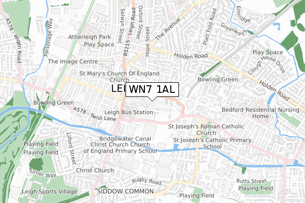 WN7 1AL map - small scale - OS Open Zoomstack (Ordnance Survey)