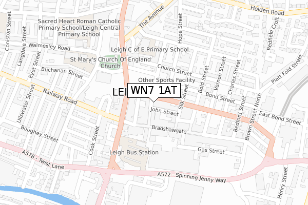 WN7 1AT map - large scale - OS Open Zoomstack (Ordnance Survey)