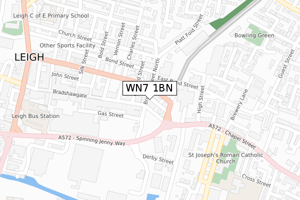 WN7 1BN map - large scale - OS Open Zoomstack (Ordnance Survey)