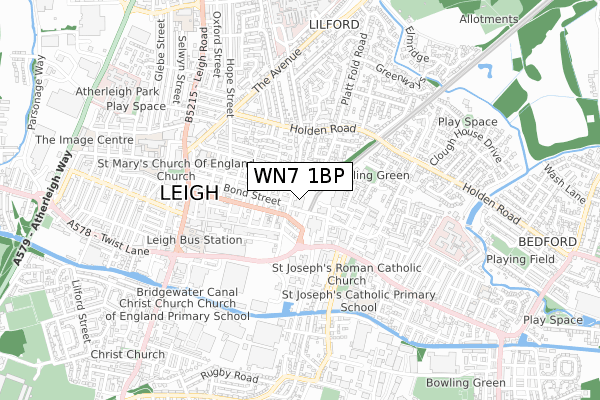 WN7 1BP map - small scale - OS Open Zoomstack (Ordnance Survey)