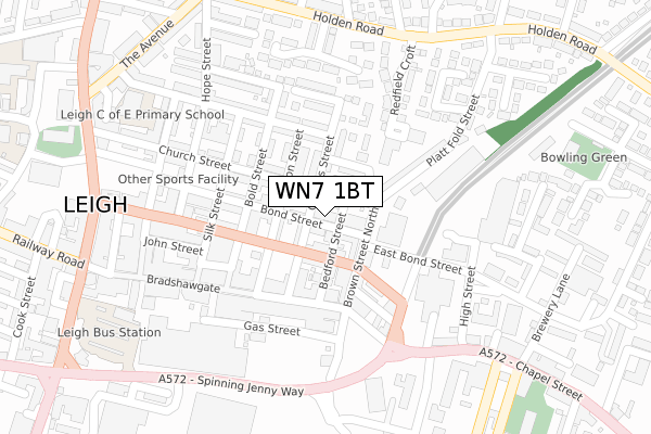 WN7 1BT map - large scale - OS Open Zoomstack (Ordnance Survey)