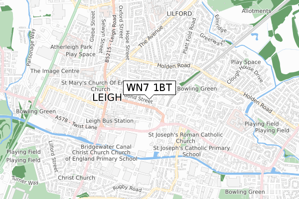 WN7 1BT map - small scale - OS Open Zoomstack (Ordnance Survey)