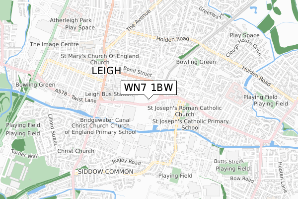 WN7 1BW map - small scale - OS Open Zoomstack (Ordnance Survey)