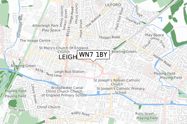 WN7 1BY map - small scale - OS Open Zoomstack (Ordnance Survey)